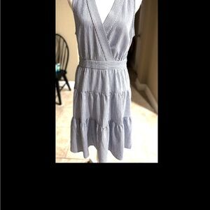 Tommy Hilfiger Blue & White Stripe W SZ 12 pit2pit 21” waist 18” length 37” flat
